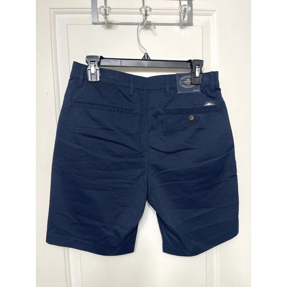 Faherty Movement‎ Straight Leg Organic Cotton COOLMAX-Blend Chino Shorts Blue 29